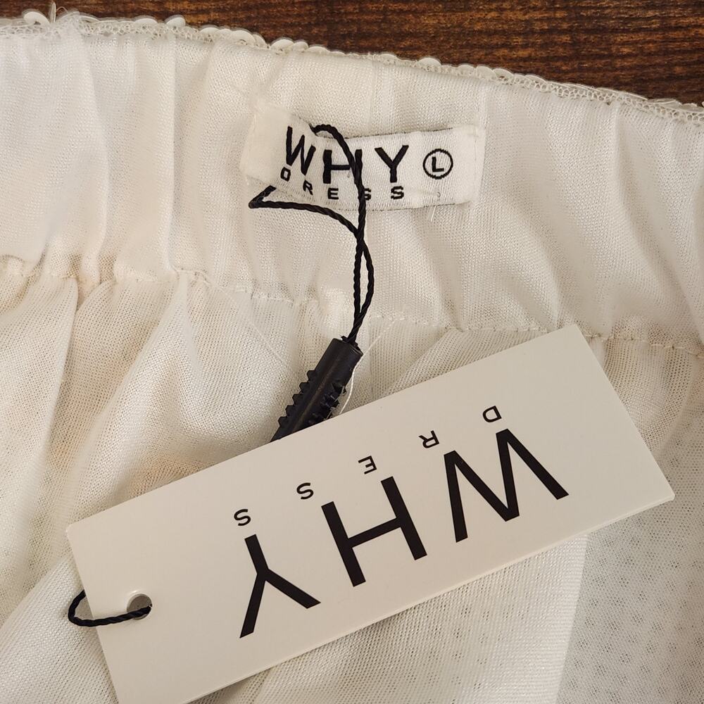 WHY DRESS NWT White & Gold Football Sequin Shorts, Size Large - Picture 11 of 13